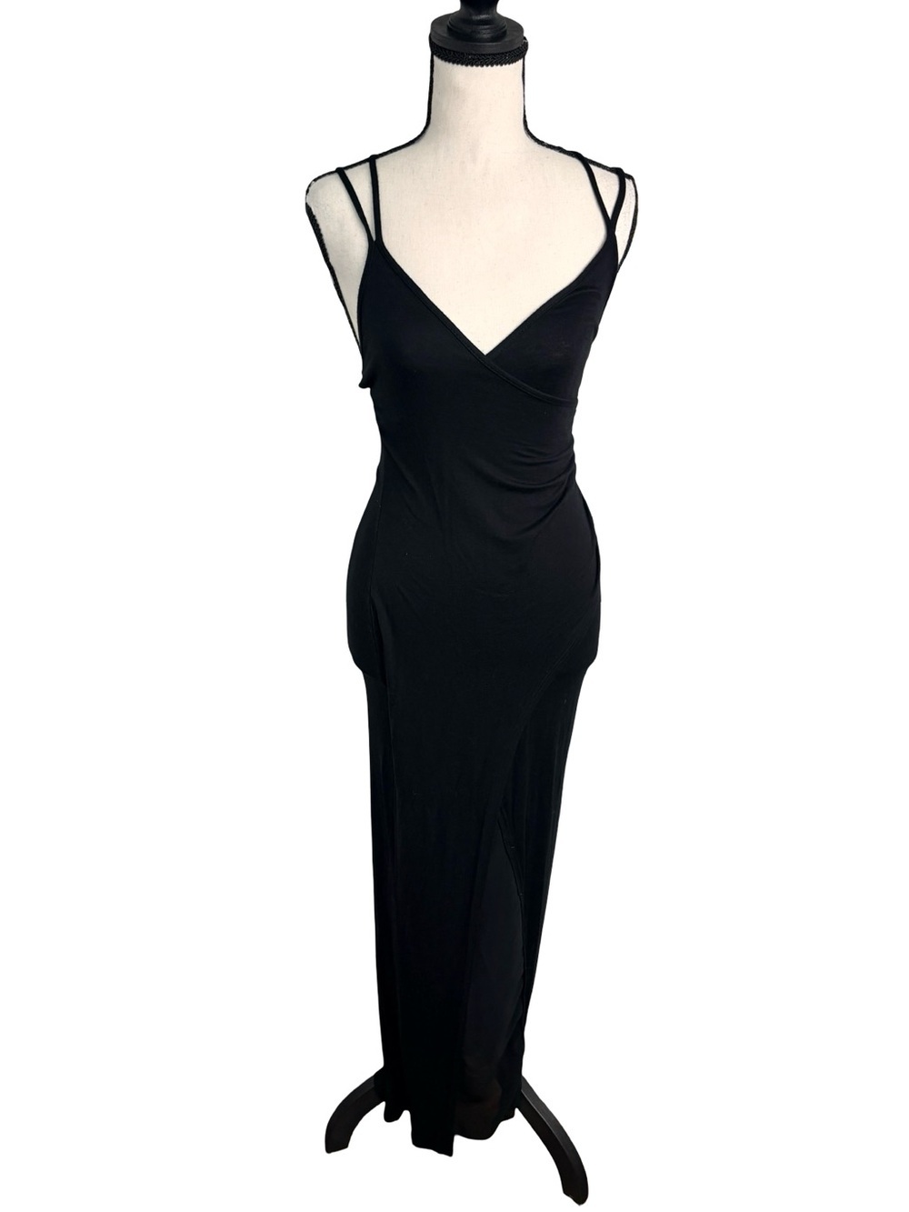 Guess Black Strappy Back Maxi Dress High Slit XS
